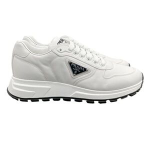 Prada triangle logo leather sneakers size 9 fits 10 US made in Italy